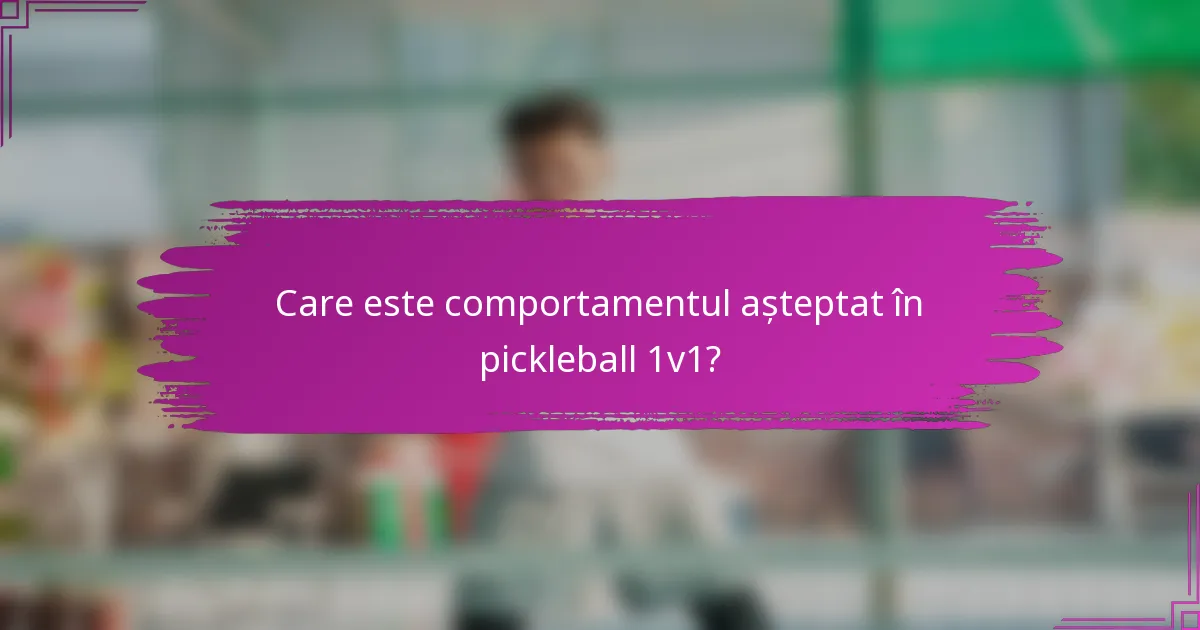 Care este comportamentul așteptat în pickleball 1v1?