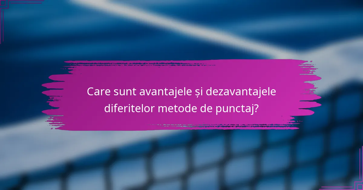 Care sunt avantajele și dezavantajele diferitelor metode de punctaj?