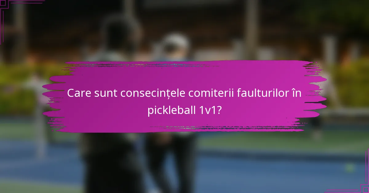 Care sunt consecințele comiterii faulturilor în pickleball 1v1?