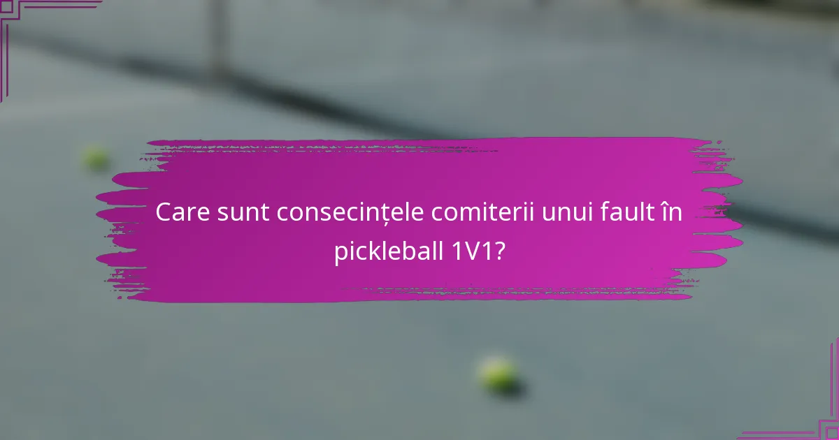 Care sunt consecințele comiterii unui fault în pickleball 1V1?