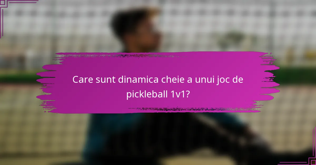 Care sunt dinamica cheie a unui joc de pickleball 1v1?