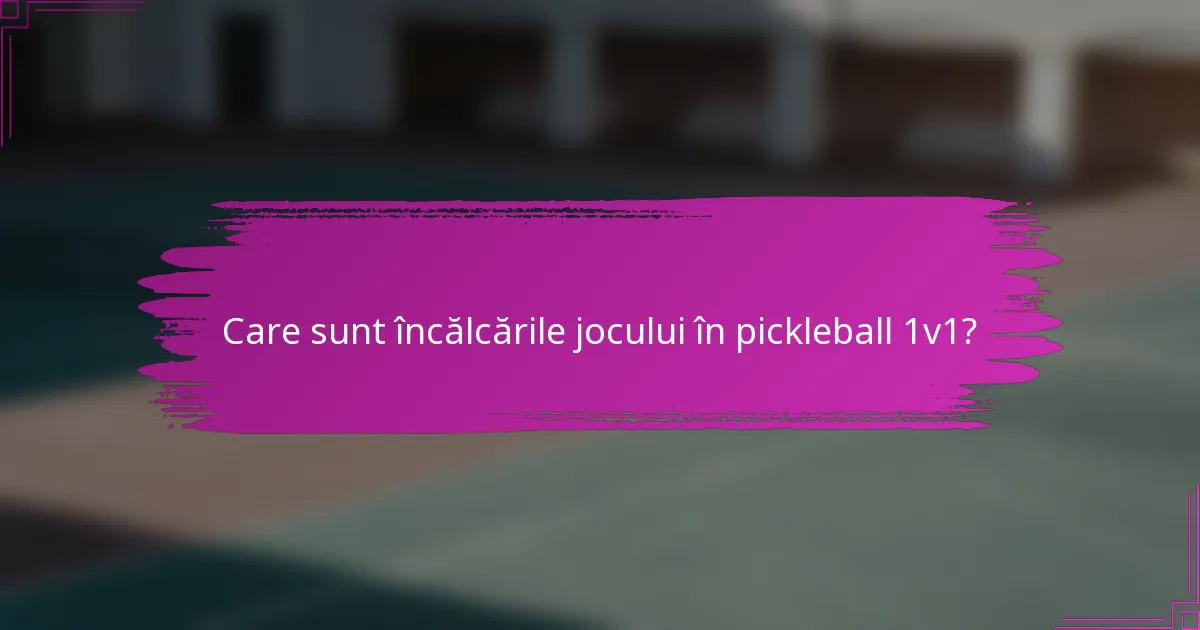 Care sunt încălcările jocului în pickleball 1v1?