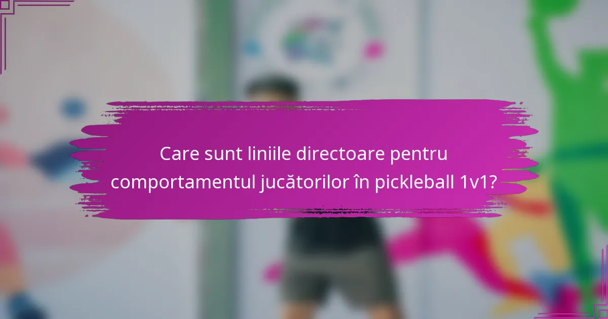Care sunt liniile directoare pentru comportamentul jucătorilor în pickleball 1v1?