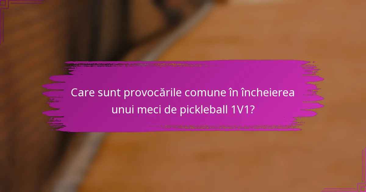 Care sunt provocările comune în încheierea unui meci de pickleball 1V1?