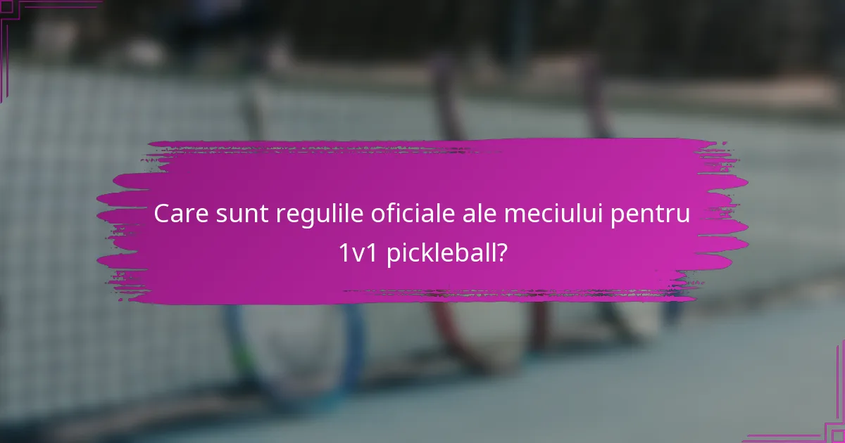 Care sunt regulile oficiale ale meciului pentru 1v1 pickleball?