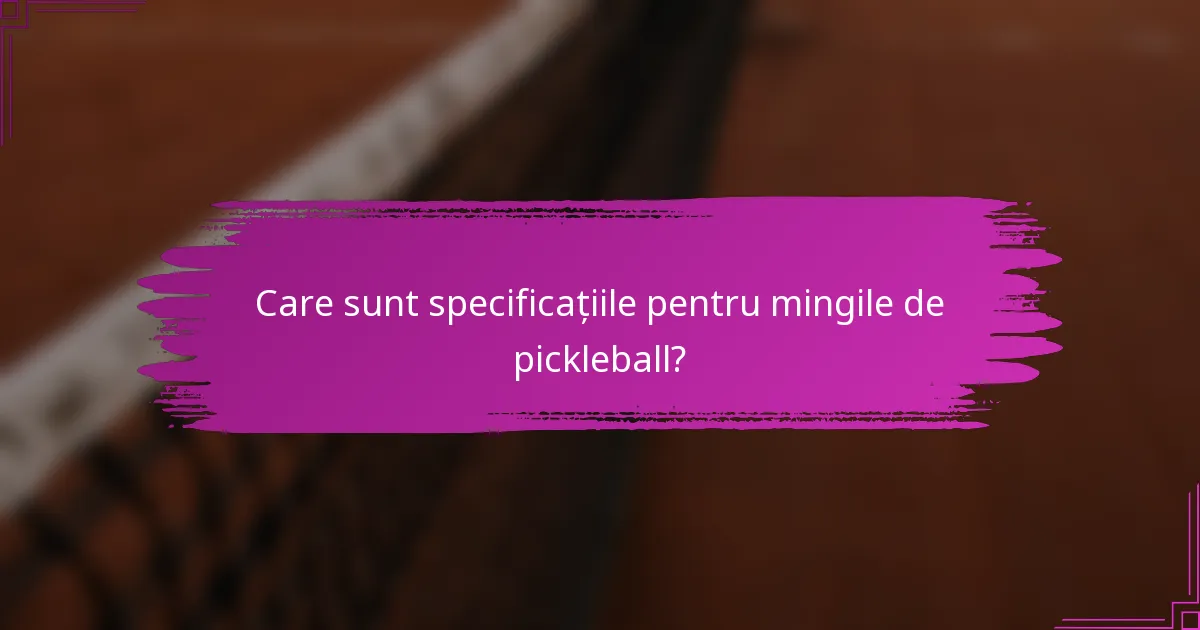 Care sunt specificațiile pentru mingile de pickleball?