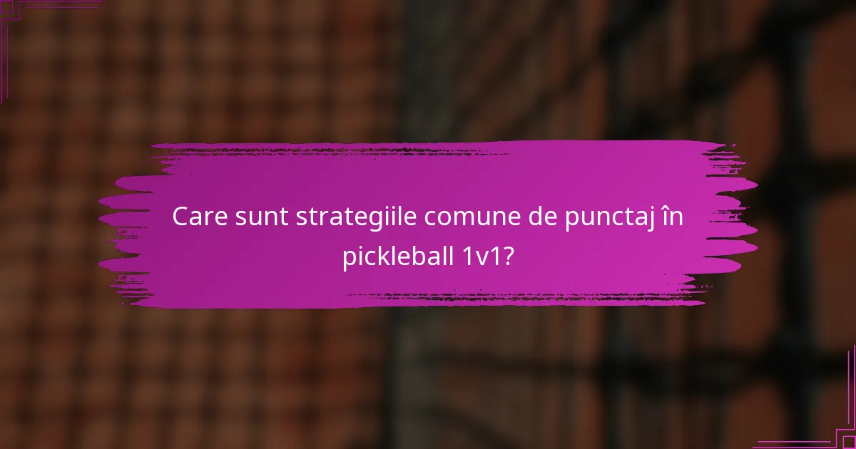 Care sunt strategiile comune de punctaj în pickleball 1v1?