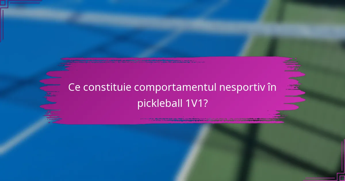 Ce constituie comportamentul nesportiv în pickleball 1V1?