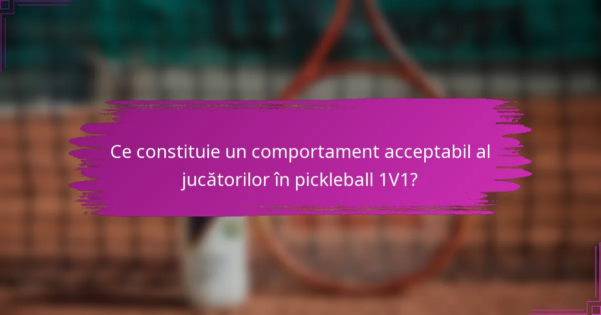 Ce constituie un comportament acceptabil al jucătorilor în pickleball 1V1?