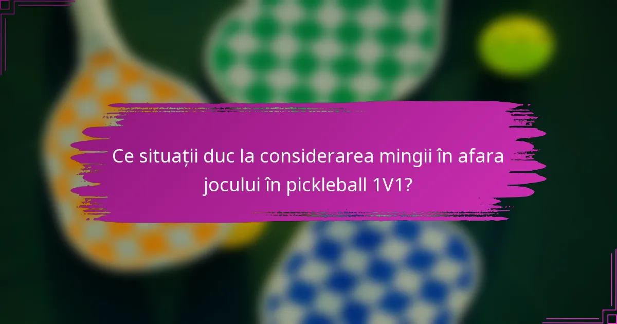 Ce situații duc la considerarea mingii în afara jocului în pickleball 1V1?
