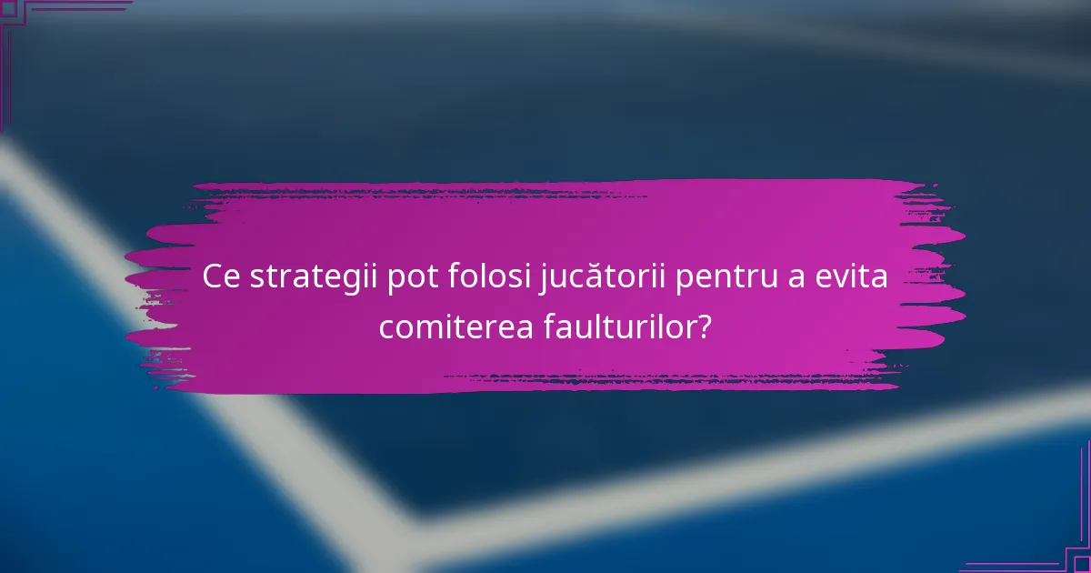 Ce strategii pot folosi jucătorii pentru a evita comiterea faulturilor?