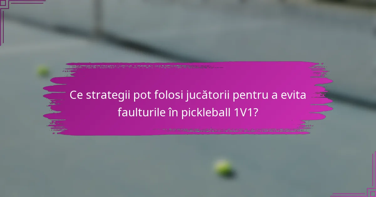 Ce strategii pot folosi jucătorii pentru a evita faulturile în pickleball 1V1?