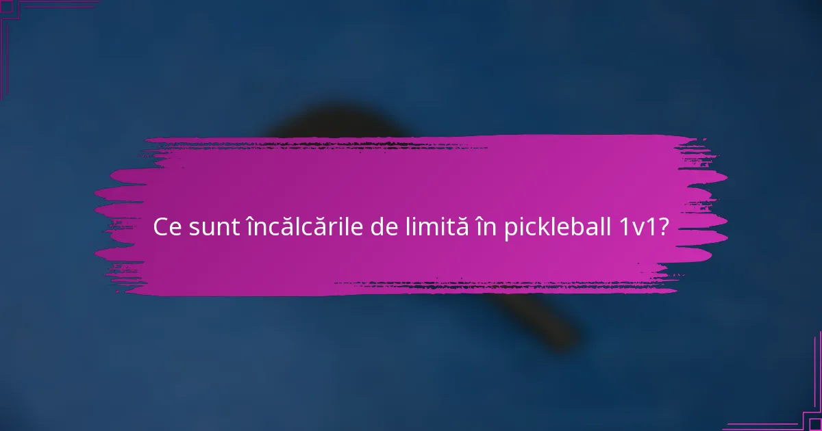 Ce sunt încălcările de limită în pickleball 1v1?