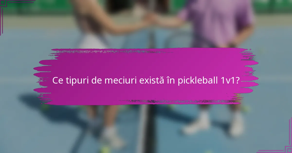 Ce tipuri de meciuri există în pickleball 1v1?