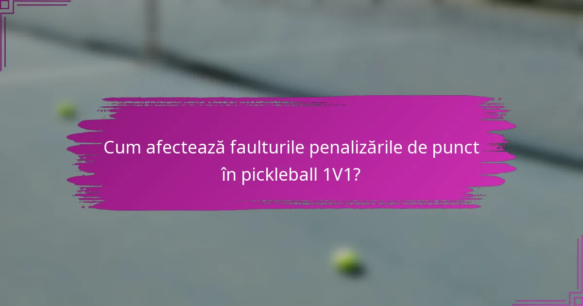 Cum afectează faulturile penalizările de punct în pickleball 1V1?