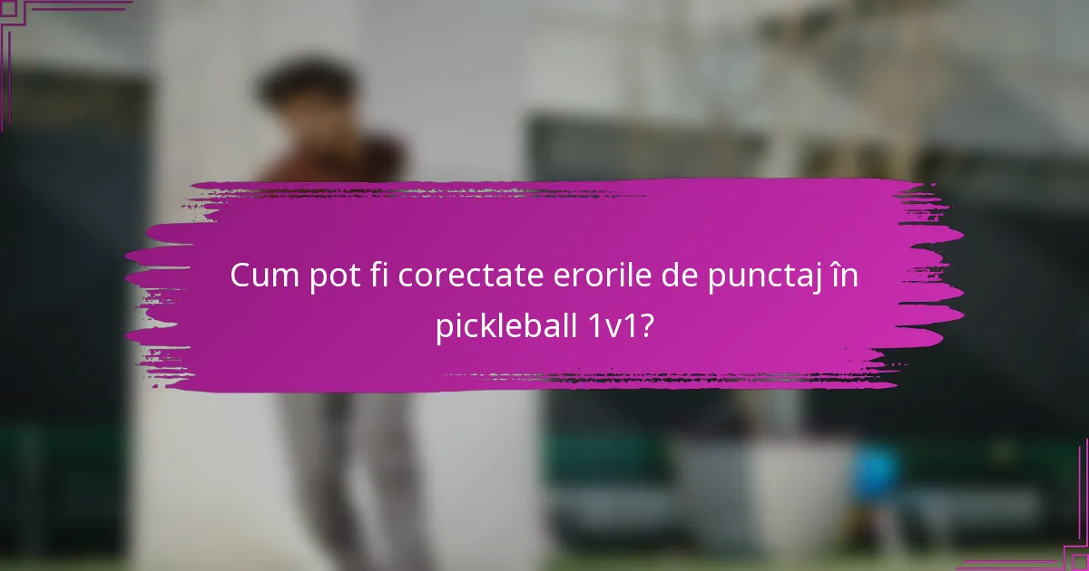 Cum pot fi corectate erorile de punctaj în pickleball 1v1?