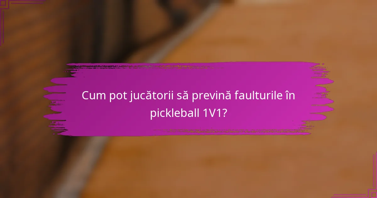 Cum pot jucătorii să prevină faulturile în pickleball 1V1?