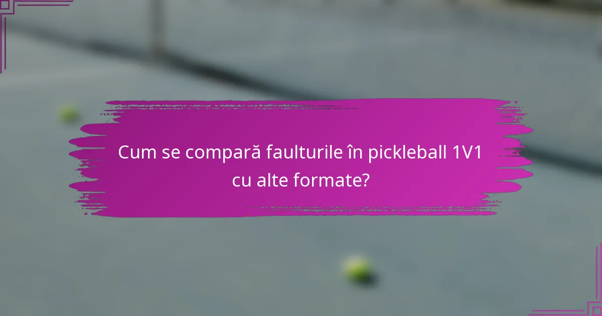 Cum se compară faulturile în pickleball 1V1 cu alte formate?
