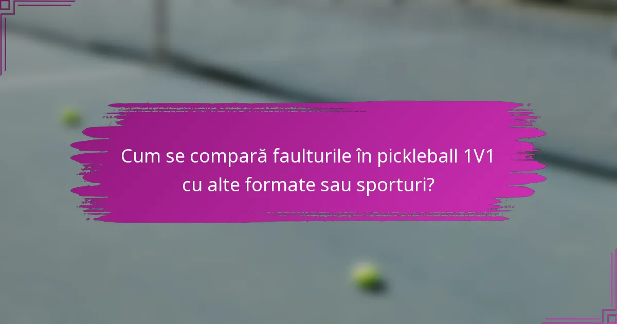Cum se compară faulturile în pickleball 1V1 cu alte formate sau sporturi?