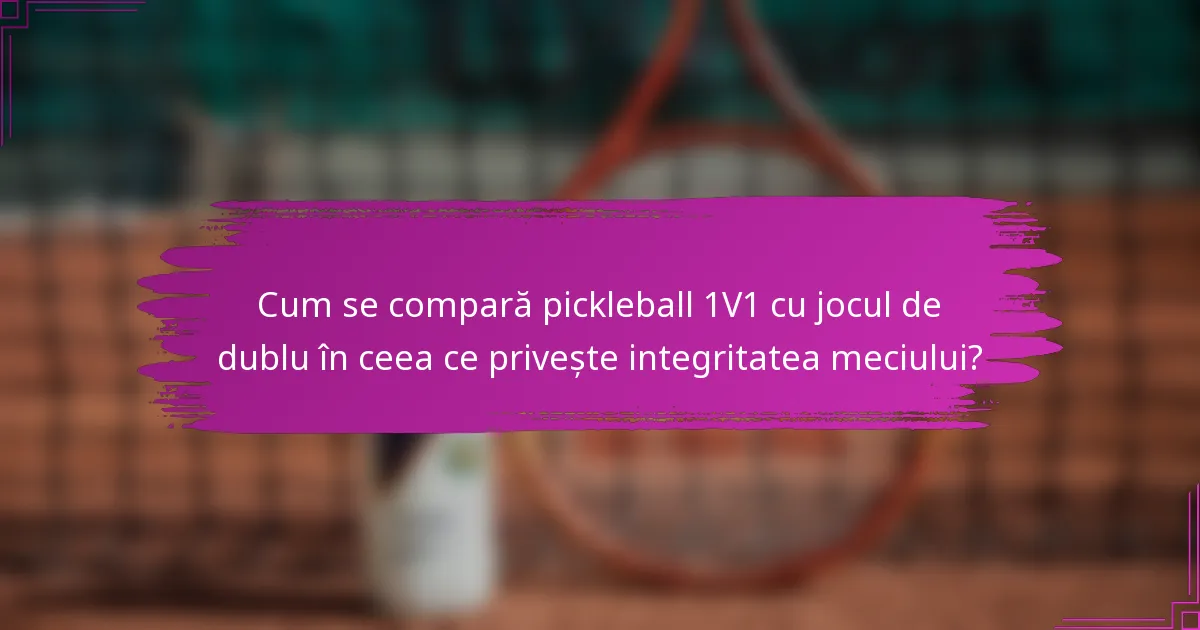 Cum se compară pickleball 1V1 cu jocul de dublu în ceea ce privește integritatea meciului?
