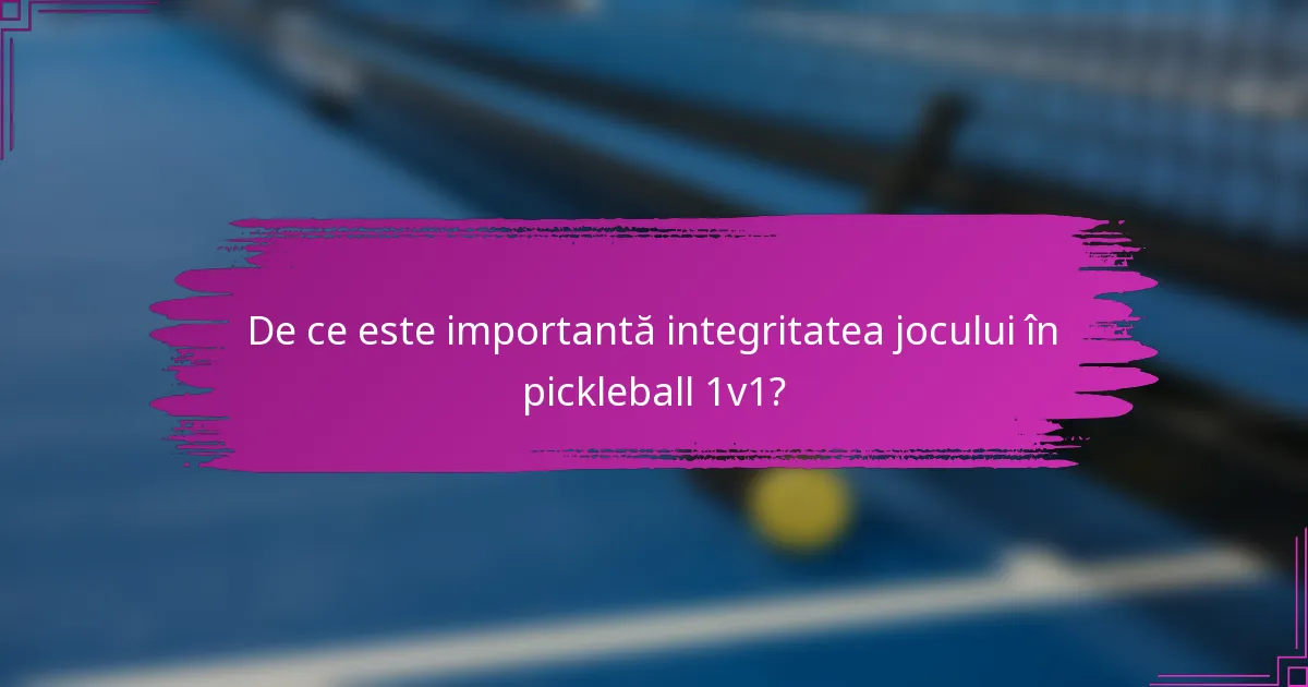 De ce este importantă integritatea jocului în pickleball 1v1?